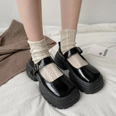 Srednja peta Četvrtasti vrh Gotička lakirana kožna platforma Cipele Lolita Mary Jane Ženske ravne cipele Ženske klasične modne natikače iz 2022.