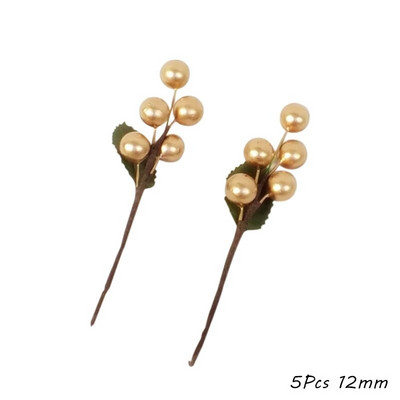 Zlatni umjetni cvijet, trešnja, prašnik, bobice, cvjetni vijenac, ukrasna poklon kutija za kolače, vjenčani ukras, božićni ukrasi za dom