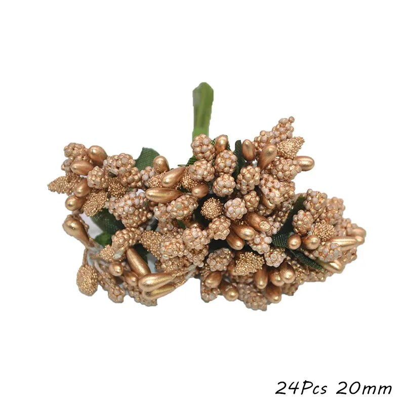 Zlatni umjetni cvijet, trešnja, prašnik, bobice, cvjetni vijenac, ukrasna poklon kutija za kolače, vjenčani ukras, božićni ukrasi za dom