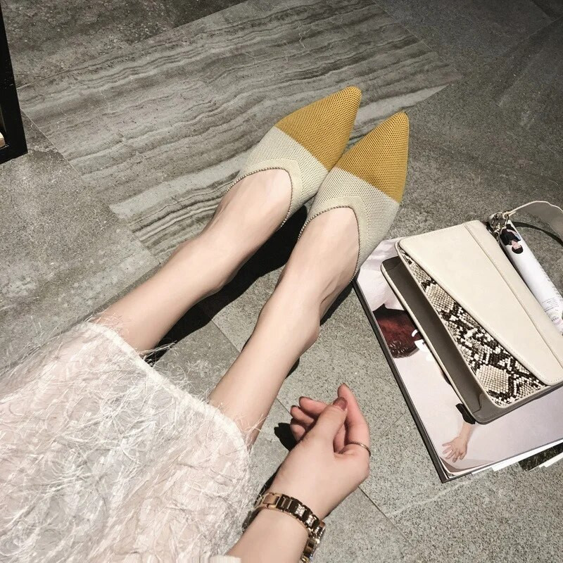 Laisad naistekingad 2022, kevad ja sügis, uued lamedad haldja sandaalid, terava ninaga lendavad kootud Baotou poolsussid, suured