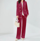 Žensko 2-dijelno baršunasto luksuzno i elegantno žensko odijelo Klasični kroj hlača s duplim kopčanjem Ženski blejzer