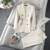 Modni ženski set odijela Novo u ženskom dvodijelnom sakou s dvostrukim kopčanjem Komplet uredskih dama Poslovna radna odjeća Kompleti formalnih hlača