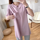 Terhes nő nyári szilárd szoptatós felső rövid ujjú etető póló szoptatáshoz pamut kismama ruhák 9128F