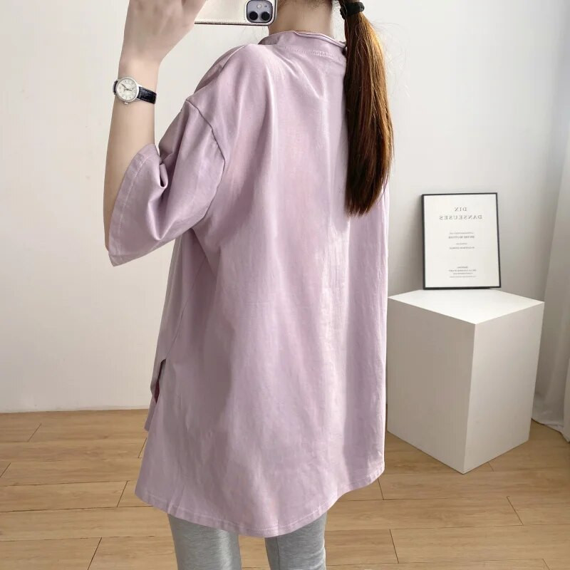 Terhes nő nyári szilárd szoptatós felső rövid ujjú etető póló szoptatáshoz pamut kismama ruhák 9128F