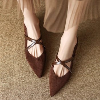 Летни дамски помпи Обувки с приплъзване на нисък ток за момичета Елегантни балетни обувки Офис дамски кожени мокасини 2023 г. Мокасини 35-40