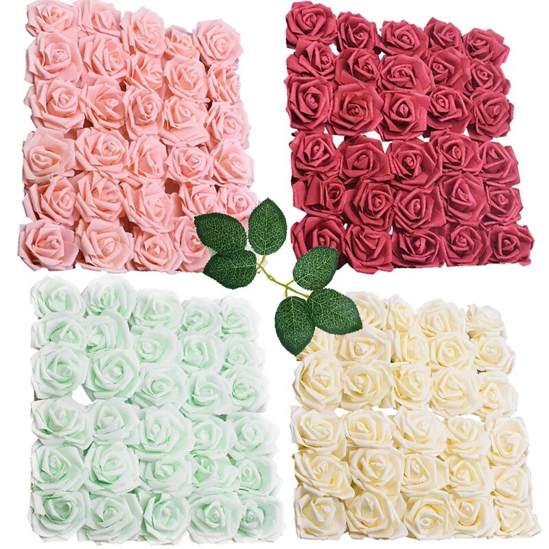 25Pcs 8cm PE pjena Glava ruže Umjetni buket cvijeća ruže za dom Vjenčanje Rođendan Dekoracija stola Valentinovo Poklon obrt