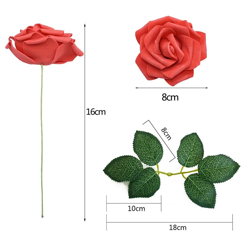 25Pcs 8cm PE pjena Glava ruže Umjetni buket cvijeća ruže za dom Vjenčanje Rođendan Dekoracija stola Valentinovo Poklon obrt