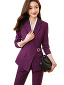 Modni zimski ženski poslovni odijelo s hlačama Blazer Ženska crno-plava ljubičasta jakna i hlače Ženska radna odjeća Formalni set od 2 dijela