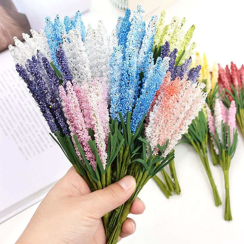 10 tk/partii Lavendli kunstlillekimp PE-vahust võltslilled vaasile Kodusisekujundus DIY pärg Pulmakaunistused 2022