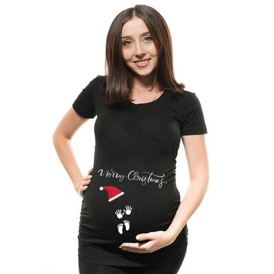 Bebina prva božićna majica za trudnice Snjegović gumbi Smiješna majica za trudnice Slatka božićna majica Majice za trudnice