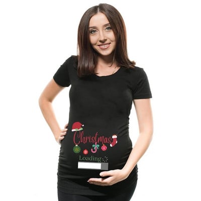 Bebina prva božićna majica za trudnice Snjegović gumbi Smiješna majica za trudnice Slatka božićna majica Majice za trudnice