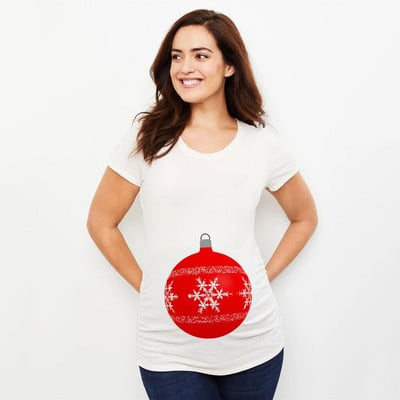 Bebina prva božićna majica za trudnice Snjegović gumbi Smiješna majica za trudnice Slatka božićna majica Majice za trudnice