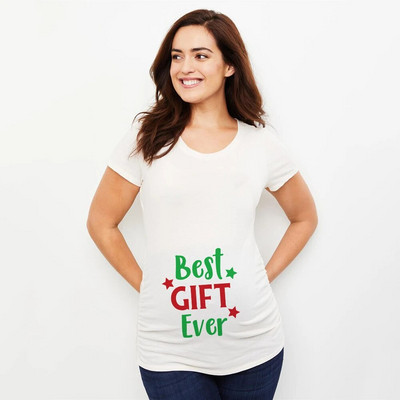 Bebina prva božićna majica za trudnice Snjegović gumbi Smiješna majica za trudnice Slatka božićna majica Majice za trudnice