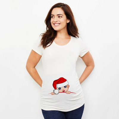 Bebina prva božićna majica za trudnice Snjegović gumbi Smiješna majica za trudnice Slatka božićna majica Majice za trudnice