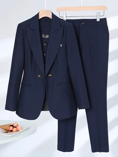 Ženski modni set od 3 komada, jesensko formalno žensko odijelo, sako + prsluk i hlače, elegantno odijelo za uredske dame, poslovna odjeća za posao i karijeru