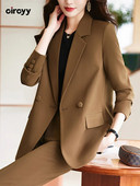 Circyy Uredska odjeća Ženska jesen 2023. Dvodijelna odijela s hlačama s dvodijelnim kopčanjem Sakoi dugih rukava s urezima + hlače visokog struka