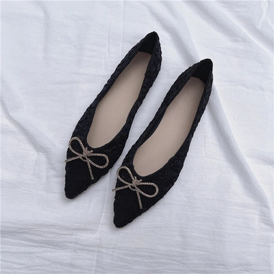 Rhinestone Bow naiste lamedad kingad Zapatos De Mujer Loafers Dekoratiivsed terava otsaga ühe jalaga volditud gradient pehme tallaga naiste kingad