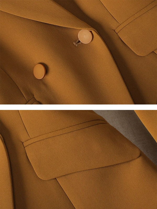 Žuto crna uredska ženska poslovna radna odjeća Odijelo s hlačama Ženska jakna Blazer i hlače Jesen Zima Ženski svečani set od 2 komada