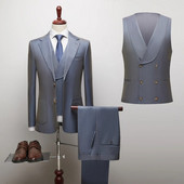 2023. gada jauna (žakete + veste + bikses) modes biznesa britu stila ikdienas džentlmeņu korejiešu versija, šaura kāzu kleita, 3 dab.