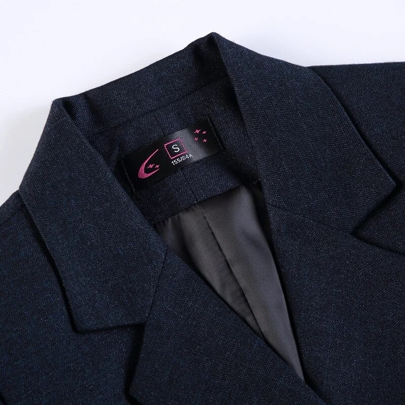 Formalni ženski blejzer Ženska poslovna odijela s kompletima Radna odjeća Korejska uredska uniforma Tamnoplava 2-dijelna jakna s velikim hlačama