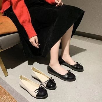 Модни дамски обувки тип балерина с плоски кръгли пръсти Удобни плъзгащи се плоски обувки с панделка Дамски обувки за майка Дамски равни обувки