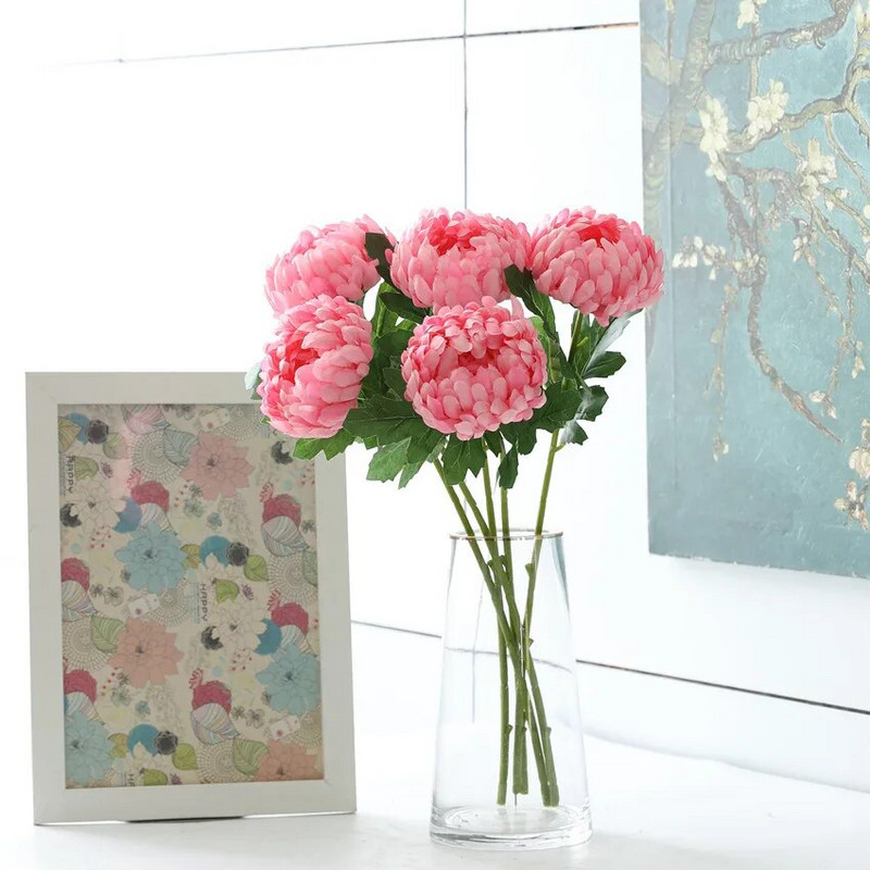 Umjetna bogata grana cvijeta krizanteme Svila Melaleuca Velika cvjetna glavica Božićni kućni cvjetni aranžman Dekoracija fotografija Rekviziti