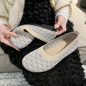 Lapos Cipők Női 2023 Tavasz Női Új kerek balettfej kollekció női kötött kényelmes női lélegző nyár