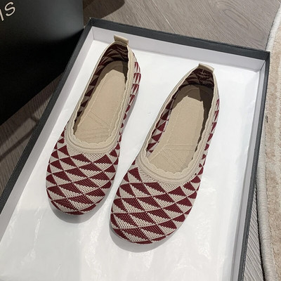 Lapos Cipők Női 2023 Tavasz Női Új kerek balettfej kollekció női kötött kényelmes női lélegző nyár