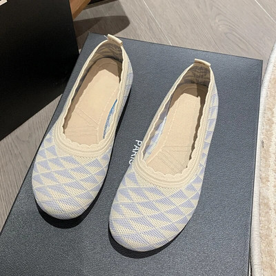 Lapos Cipők Női 2023 Tavasz Női Új kerek balettfej kollekció női kötött kényelmes női lélegző nyár