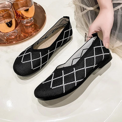 Lapos Cipők Női 2023 Tavasz Női Új kerek balettfej kollekció női kötött kényelmes női lélegző nyár