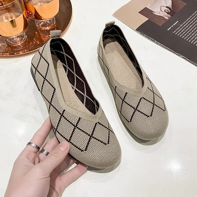 Lapos Cipők Női 2023 Tavasz Női Új kerek balettfej kollekció női kötött kényelmes női lélegző nyár