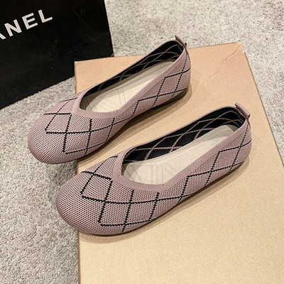 Lapos Cipők Női 2023 Tavasz Női Új kerek balettfej kollekció női kötött kényelmes női lélegző nyár