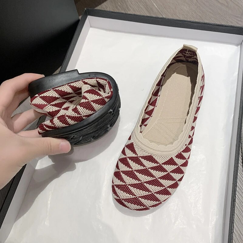 Lapos Cipők Női 2023 Tavasz Női Új kerek balettfej kollekció női kötött kényelmes női lélegző nyár