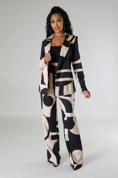 CM.YAYA Elegants INS ģeometrisks žakete uzvalks un bikses, divi 2 daļīgs komplekts sievietēm, 2023. gada rudens ziemas ielu apģērba treniņtērps