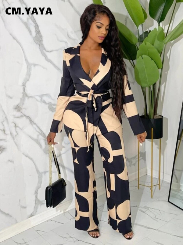 CM.YAYA Elegants INS ģeometrisks žakete uzvalks un bikses, divi 2 daļīgs komplekts sievietēm, 2023. gada rudens ziemas ielu apģērba treniņtērps