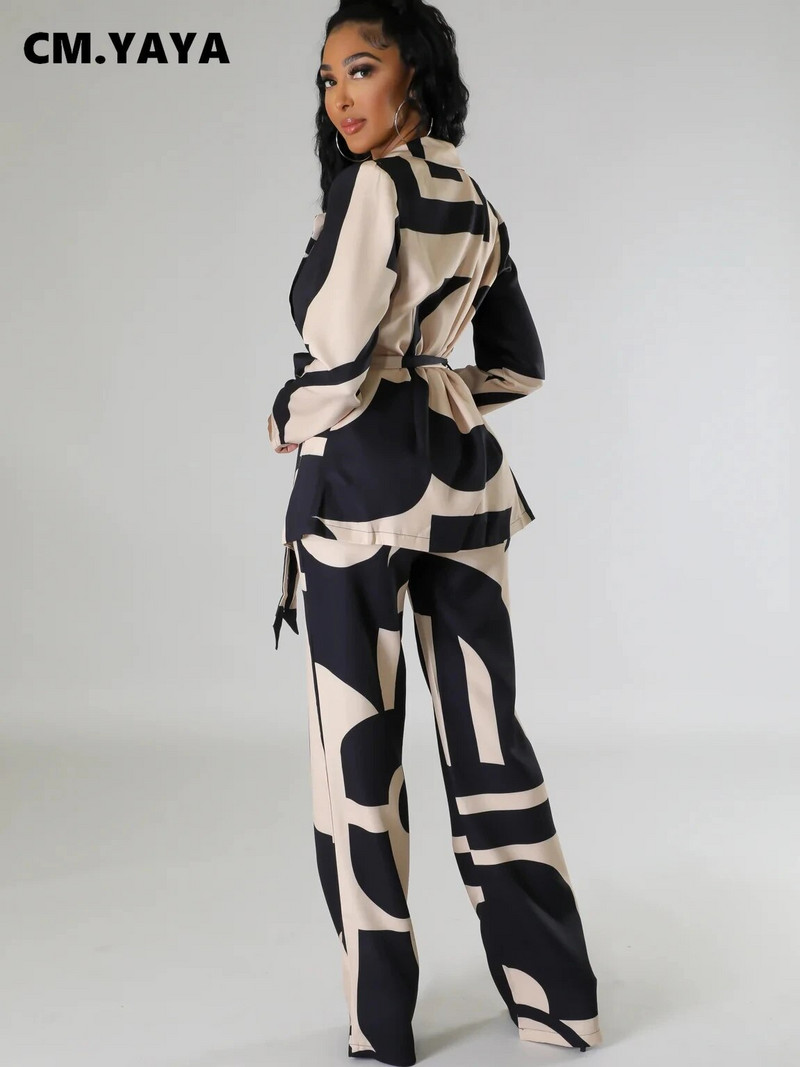 CM.YAYA Elegants INS ģeometrisks žakete uzvalks un bikses, divi 2 daļīgs komplekts sievietēm, 2023. gada rudens ziemas ielu apģērba treniņtērps