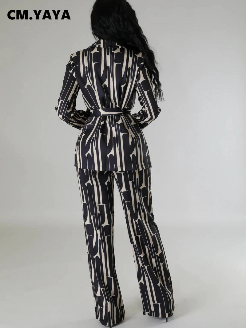 CM.YAYA Elegants INS ģeometrisks žakete uzvalks un bikses, divi 2 daļīgs komplekts sievietēm, 2023. gada rudens ziemas ielu apģērba treniņtērps