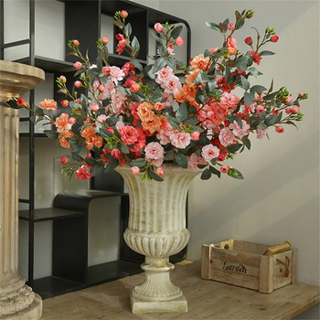Νέο σχέδιο Camellia τεχνητά λουλούδια κλαδί με ψεύτικα φύλλα Τραπέζι σπιτιού Σαλόνι Φθινοπωρινή διακόσμηση Γάμος Floral Arrange