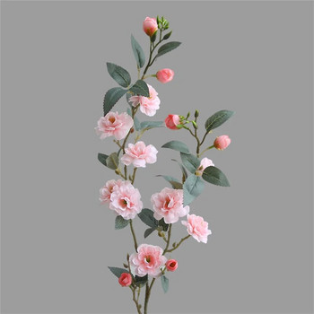 Νέο σχέδιο Camellia τεχνητά λουλούδια κλαδί με ψεύτικα φύλλα Τραπέζι σπιτιού Σαλόνι Φθινοπωρινή διακόσμηση Γάμος Floral Arrange