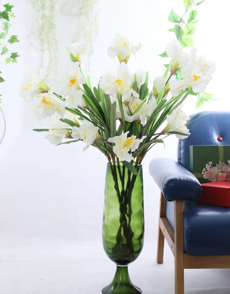 1 ΤΕΜ 90 εκ. 3 κεφαλές λουλουδιών Τεχνητό λουλούδι ίριδας Gladdon Δώρο Τραπεζιού Γάμου Σπίτι Δώρο F604