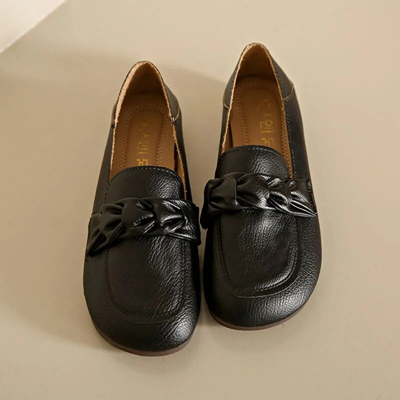 Jauni sieviešu kurpes, kvadrātveida purngals, plakanas kurpes Sieviešu plakanās pīts, melns, kvadrātveida purngals, ādas apavi Zapatos Mujer 1450N