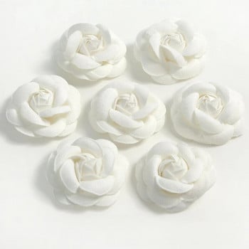 10PCS 5CM корейски цвете на камелия Направи си сам ръчно изработени обувки и шапки с глава на роза Аксесоари за облекло