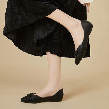 Плюс размер 41 Дамски обувки тип лодка с равни пръсти Плисирани равни обувки с приплъзване WomanLoafers Основни балетни обувки Удобни 1275N