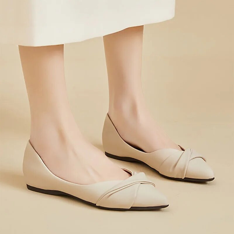 Suures suuruses 41 naiste lamedad, terava varbaga paadikingad, plisseeritud libisemiskindlad lamedad kingad Woman Loafers Basic Ballet Flats Mugav 1275N