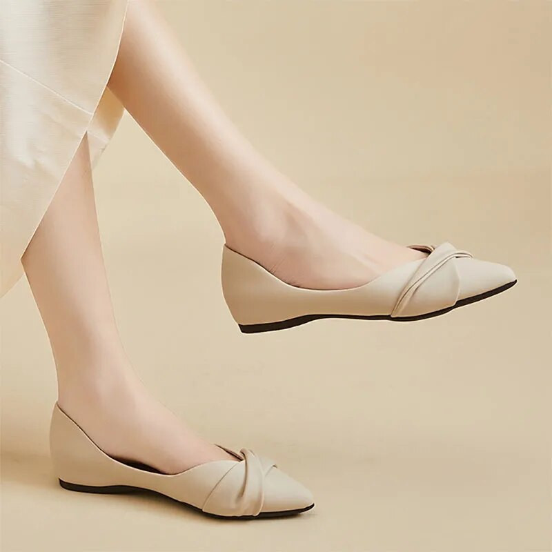 Suures suuruses 41 naiste lamedad, terava varbaga paadikingad, plisseeritud libisemiskindlad lamedad kingad Woman Loafers Basic Ballet Flats Mugav 1275N