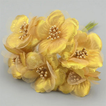 6 τμχ/παρτίδα 5cm Silk Scrapbooking Μίνι τριαντάφυλλο Τεχνητό λουλούδι κορσάζ Μπουκέτο Για Στολισμό Γάμου DIY Wreath Craft Νυφικό λουλούδι