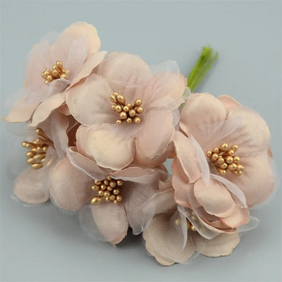 6kom/lot 5cm svileni spomenar Mini ruža, umjetni korsaž, cvjetni buket za dekoraciju vjenčanja DIY vijenac, rukotvorina, svadbeno cvijeće