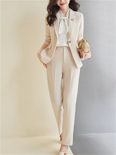 Yitimuceng biroja dāmu oficiālais žakete un bikškostīmi sievietēm 2023. gada rudens ziema, jauna modes darba jaka un bikses, 2 daļ.