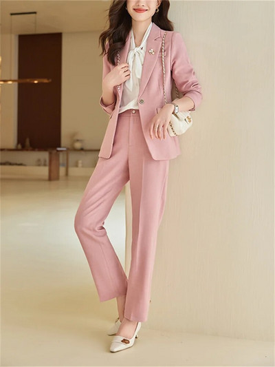 Yitimuceng biroja dāmu oficiālais žakete un bikškostīmi sievietēm 2023. gada rudens ziema, jauna modes darba jaka un bikses, 2 daļ.