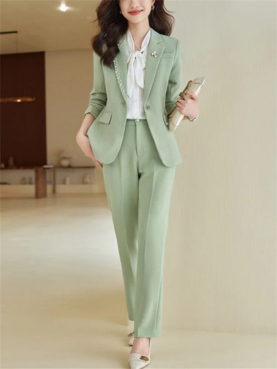 Yitimuceng biroja dāmu oficiālais žakete un bikškostīmi sievietēm 2023. gada rudens ziema, jauna modes darba jaka un bikses, 2 daļ.